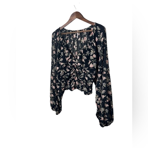 Free People Women’s Final Rose Boho Floral Long Sleeve Blouse - Picture 4 of 16